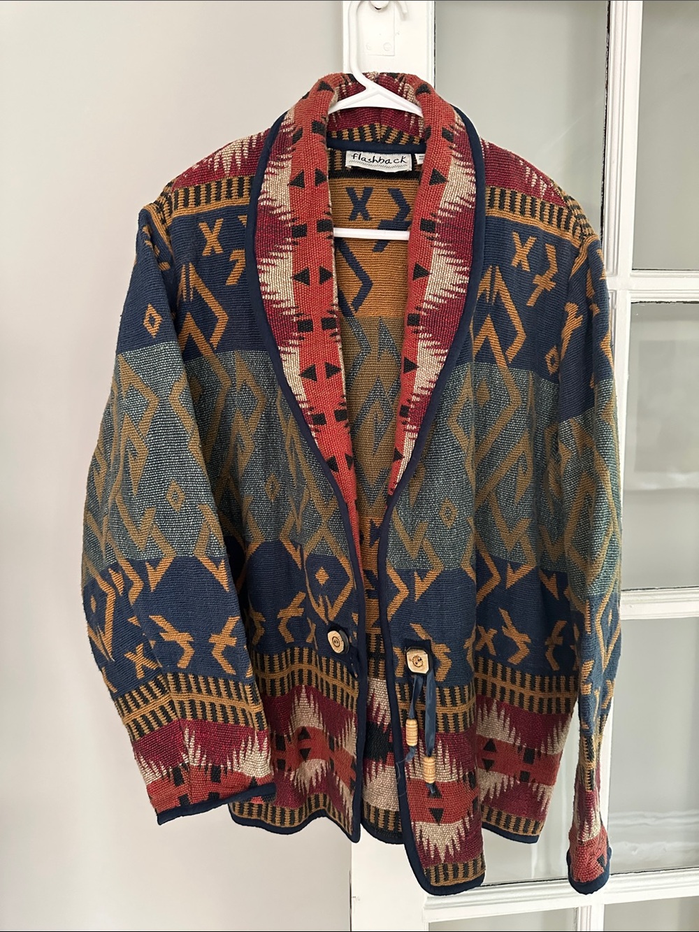 Cotton Cardigan with Western Print Size Large
